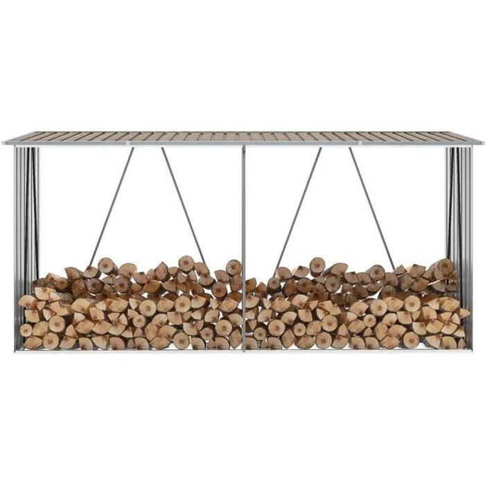 Luxueux Magnifique-Abri de stockage de bois Abri de Chauffage ABRI BÛCHES Jardin Acier galvanisé 330x84x152 cm Marron