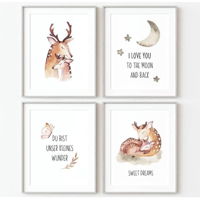 3 Posters Décoratifs Bébé - Motif Arc-en-ciel Et Nuage | Style Bohème, Sans Cadre | 40 X 50 Cm