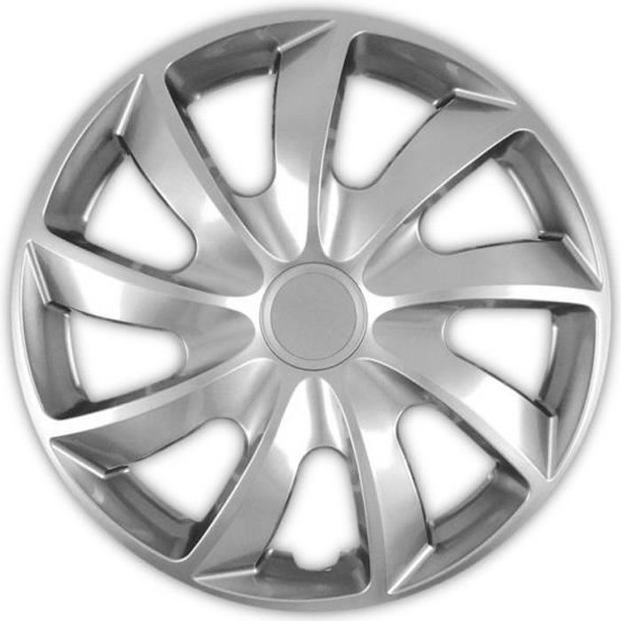 Enjoliveurs Universels NRM Drift Argent 14" - Lot De 4 Pièces, ABS Résistant, Montage Facile Sans Outil