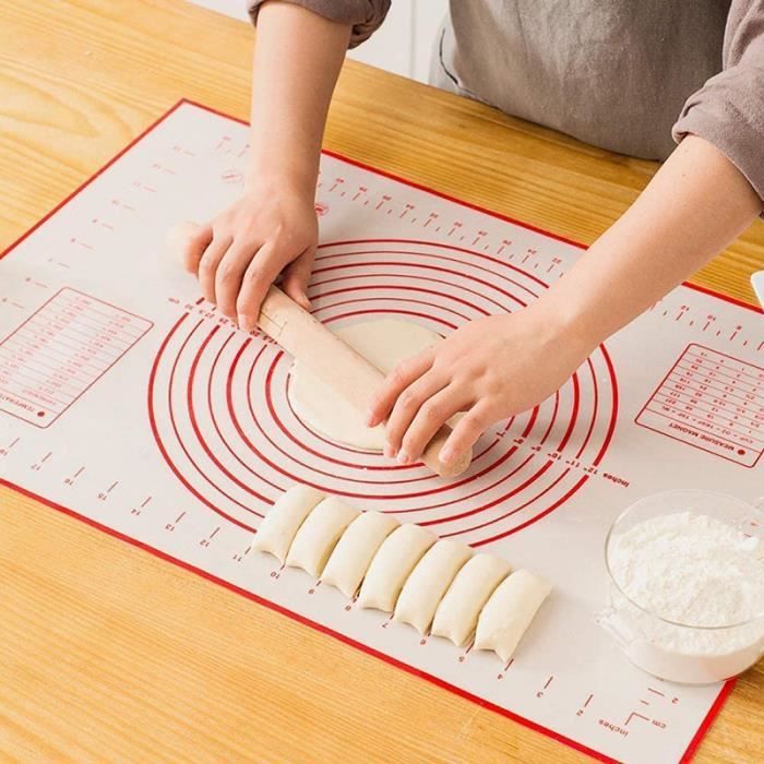 Tapis De Cuisson En Silicone Avec Mesures, Plaque De Cuisson De Pâtisserie Polyvalente Antiadhésive, Tapis De Gâteau Pour Rouler La Pâte, Support De Plateau Tournant