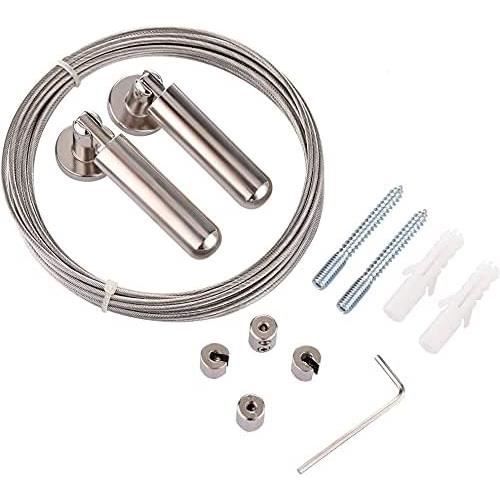 Kit Tringle à Rideaux Câble Acier Inoxydable 5m Zyluniy - Support 20kg, Pour Rideaux, Décoration Murale, Douche, Photos - 7