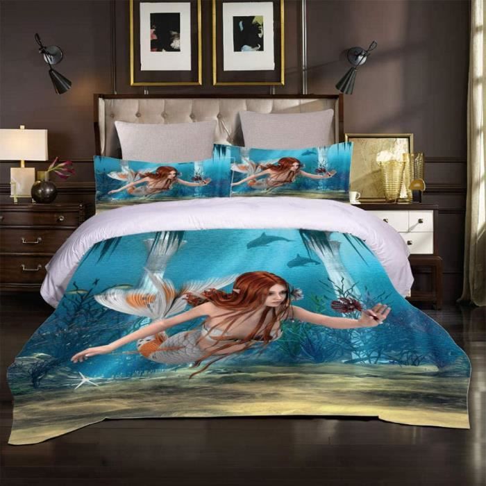 Housse De Couette Licorne 3D King 220x240 Cm + Taies - Parure De Lit Imprimée Enfants Et Adultes