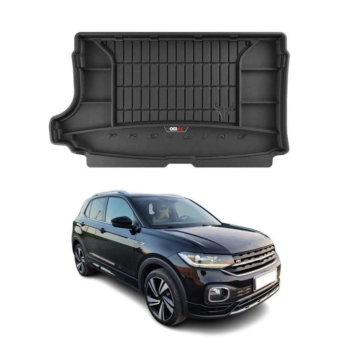 OMAC Tappetini Auto In TPE Per VW T-Cross 2018-2023 - Set 3D Premium Nero, Gomma Impermeabile, Antiscivolo, Alta Protezione Bordi - 3