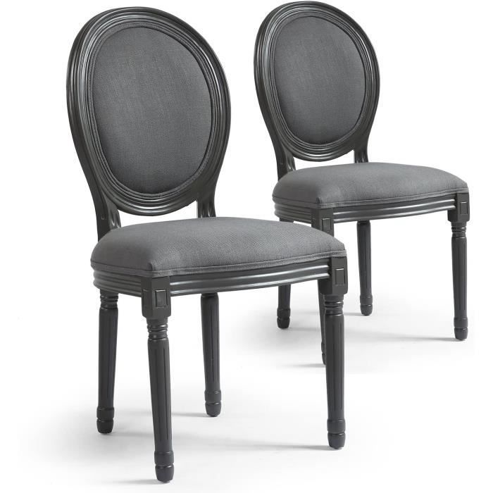 chaise medaillon salle à manger - gris - louis xvi confortable