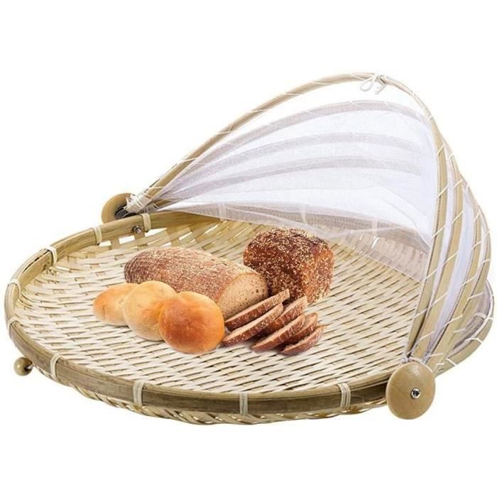 Boîte ronde en rotin, panier de fruits en osier avec couvercle panier à