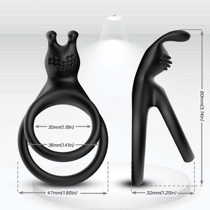 anneau pénien silicone vibrant double moteurs rechargeable noir douze modes mémoire extensible confortable étanche ergonomique stimulation clitoridienne érection prolongée intensité