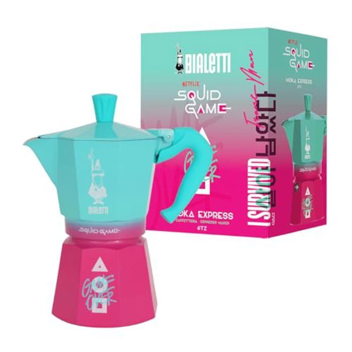Cafetière Moka Bialetti Squid Game 6 Tasses Aluminium Non compatible induction sans adaptateur