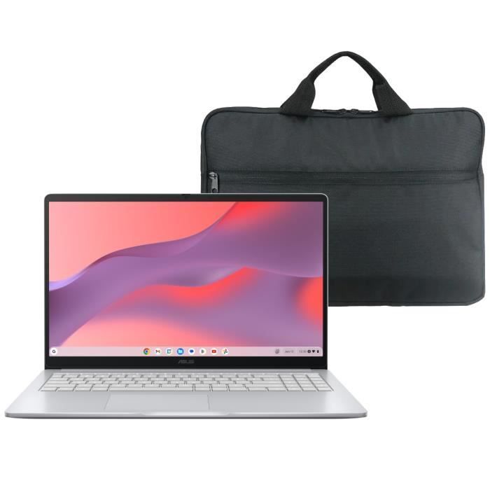 Pack ASUS : ASUS Chromebook CX1505  Chrome OS - 156 FHD - Intel Celeron N4500 - RAM 8Go - 128Go eMMC + Sacoche