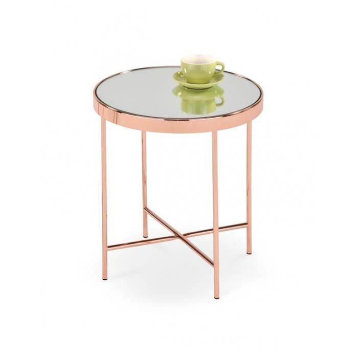 table basse ronde design - cuivre