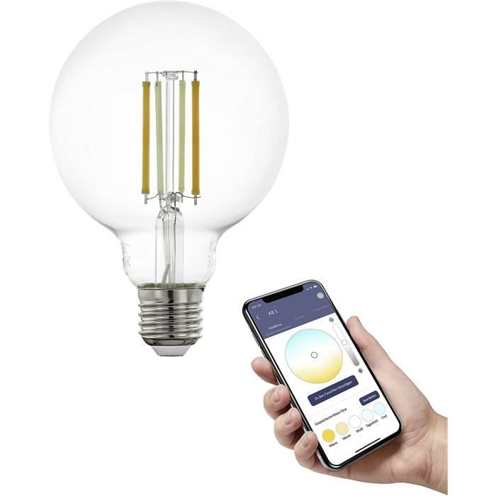 Connect.Z Ampoule Led E27 Connectée, G95, Zigbee, Contrôlable Par Appli Et Commande Vocale