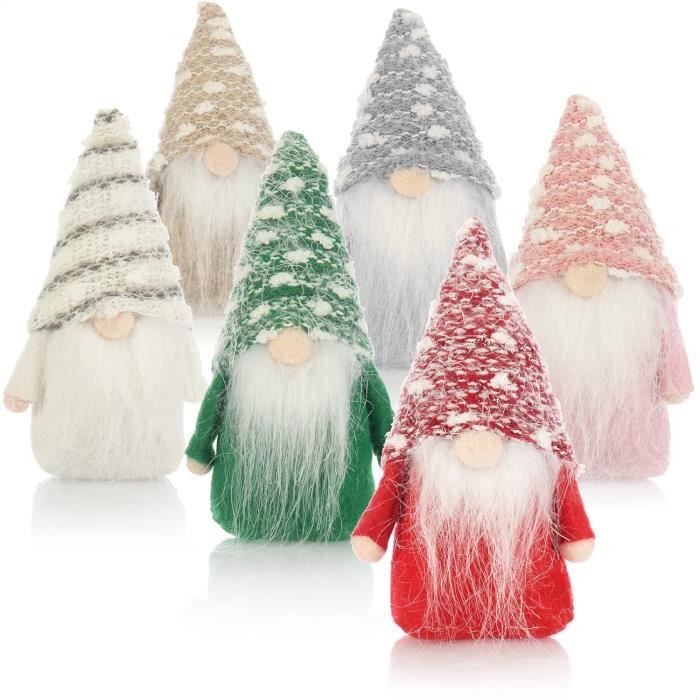 6 Nains De Noël Scandinaves - Décoration Hiver - 15 Cm - Set Multicolore