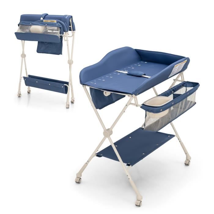 DREAMADE Table à Langer Pliable Roulantes Hauteurs Réglables avec