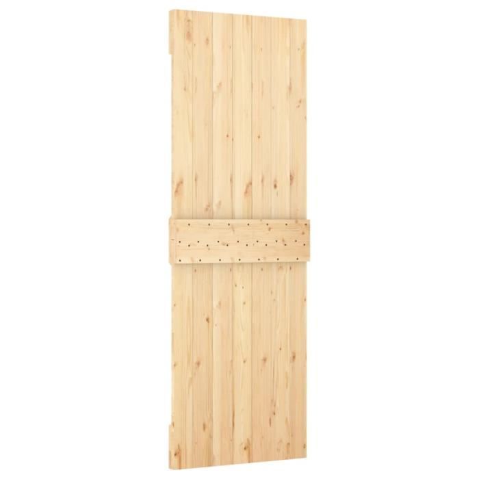 Porte Coulissante 70x210 Cm En Pin Massif, Kit De Quincaillerie Inclus