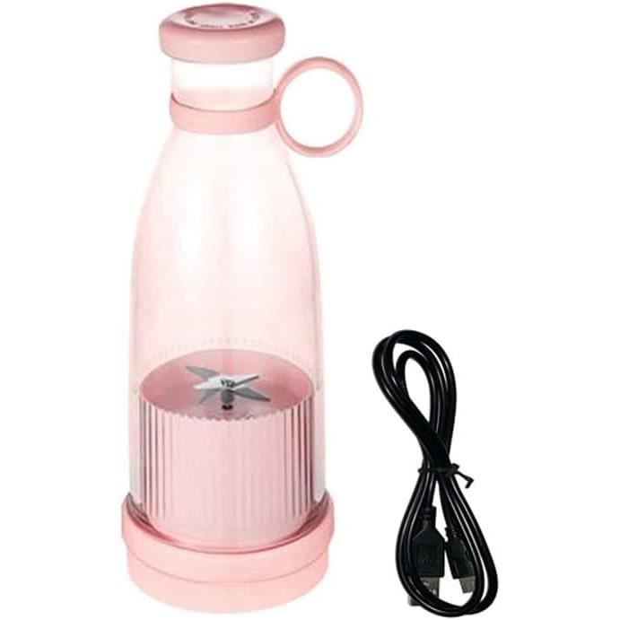 Pylorixz Mixeur Portable 6 Lames - Extracteur De Fruits Rechargeable USB Rose - Blender Personnel