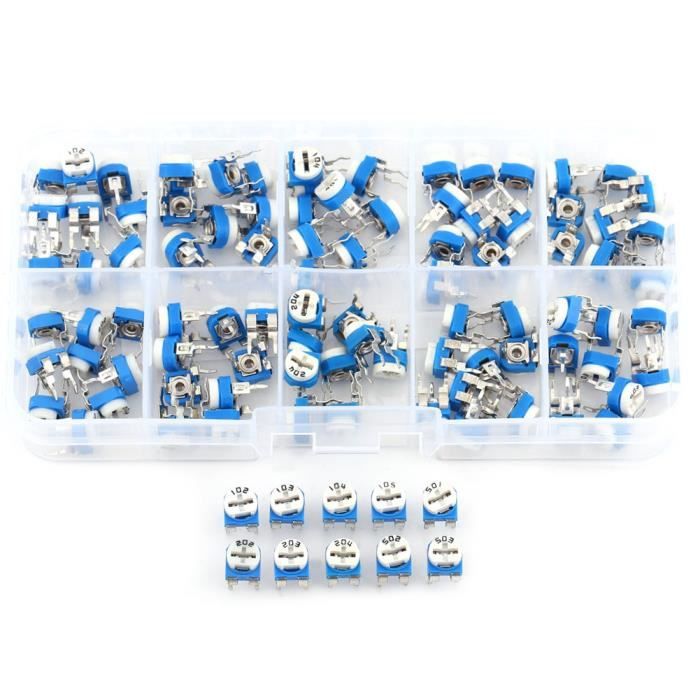 Kit 152 Potentiomètres 6 Mm - 19 Valeurs De 100 Ohm à 2 MOhm - Pour Électronique, DIY