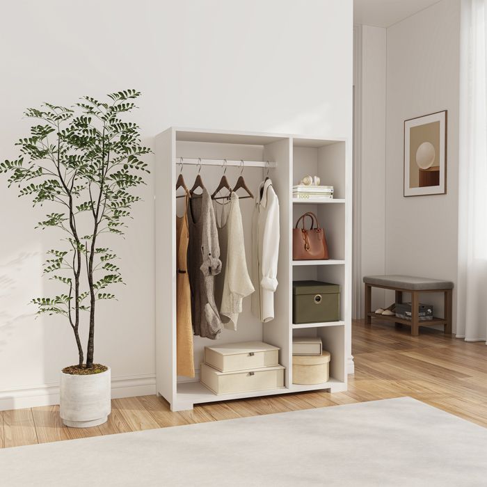 Armoire Nesbyen avec 4 compartiments de stockage 126 x 90 x 30 cm blanc