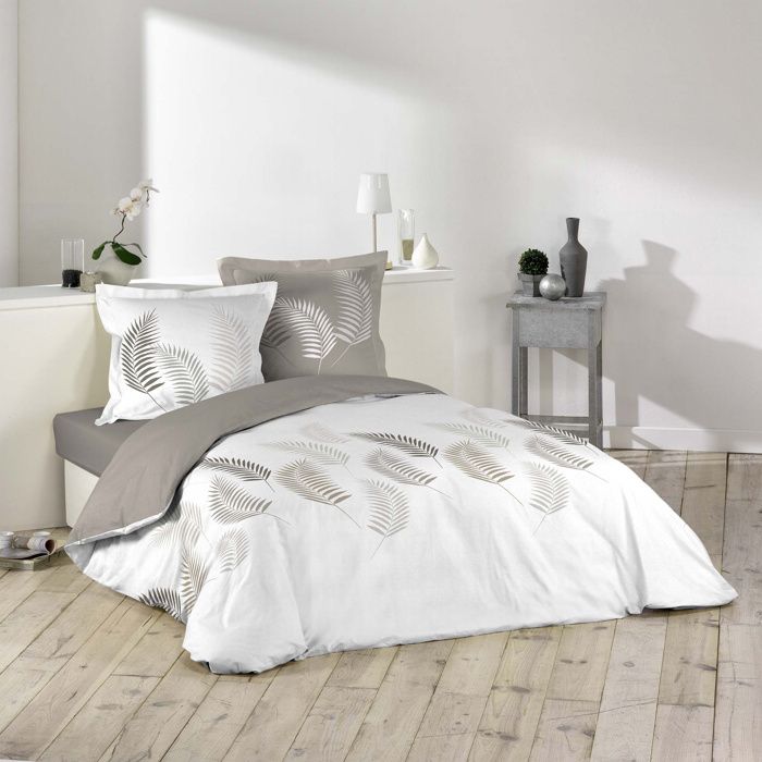 Housse de couette imprimé 260x240 cm 100% coton 57 fils + 2 taies goyave