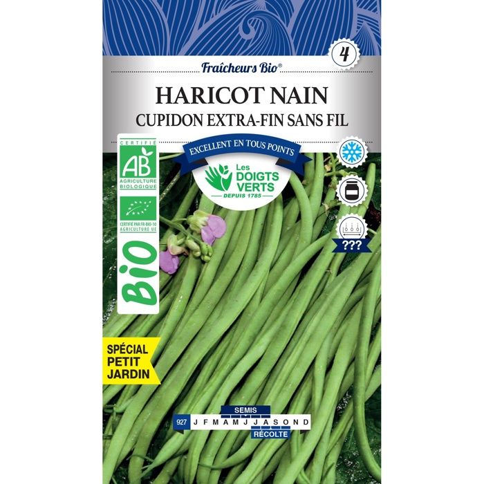 Comparer les prix de Graines haricot nain cupidon BIO - Les Doigts Verts - 30g