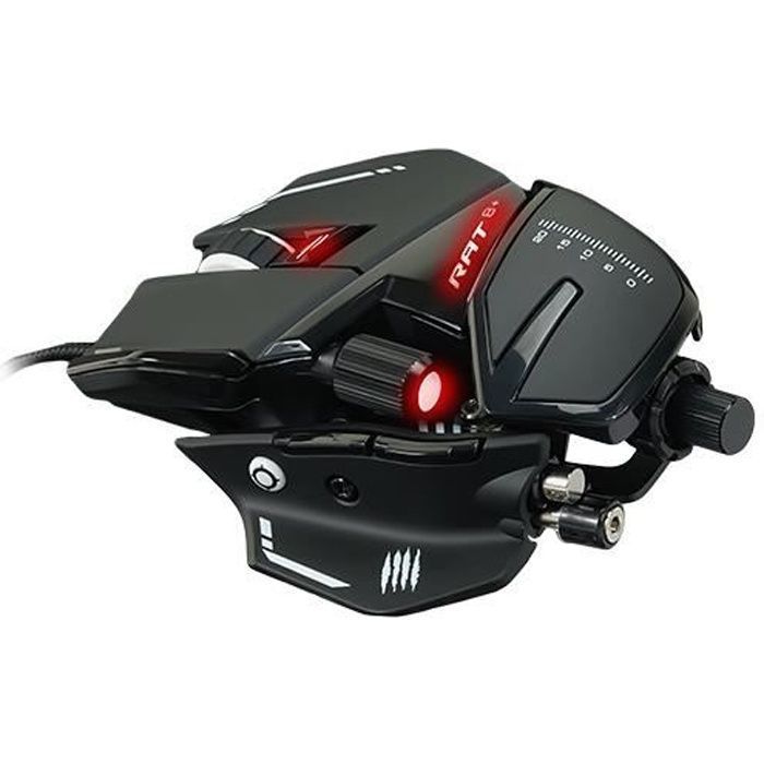 Madcatz RAT 8+ Noire - Souris gamer filaire personnalisable - 11 boutons - LED RGB - 16000 DPI - Pixart PMW3389