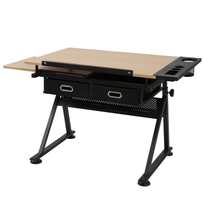 Miadomodo Table A Dessin Inclinable Hauteur Reglable Avec Tabouret 2 Tiroirs Structure En Acier Bureau A Dessin Architecte Cdiscount Maison