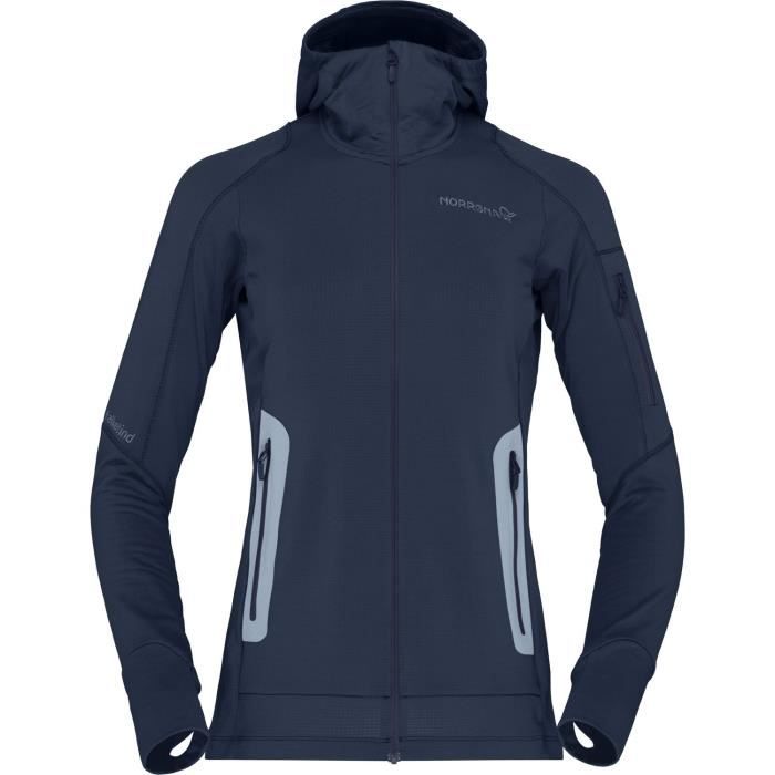 Veste Polaire - Norrona - Falketind Power Grid Hood W - Bleu - Femme - Alpinisme - Cdiscount Sport