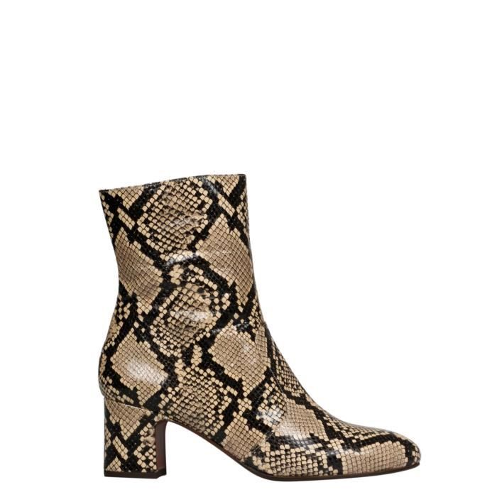 bottines beige cuir femme