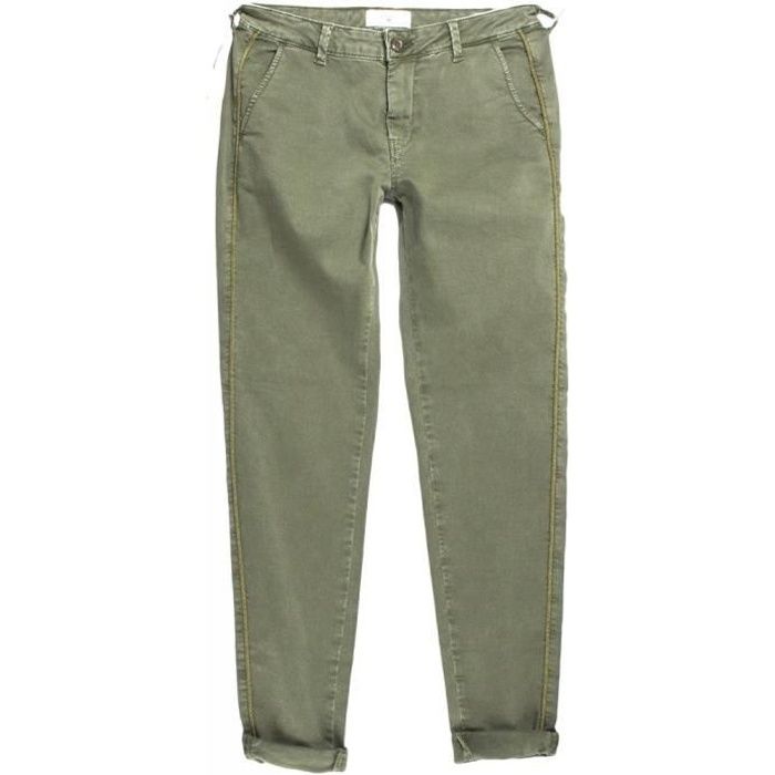 Le Temps des Cerises Pantalon Chino Femme Lidia Khaki - Taille - 28