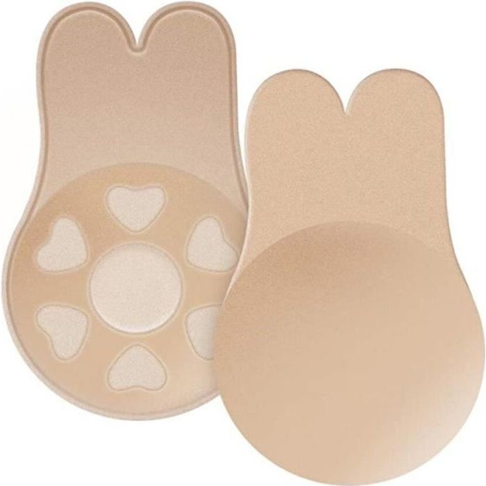 2 Soutiens-Gorge Autoadhésifs Push-Up Sans Bretelles - Invisibles Et Réutilisables | Taille M (Tasse A/B) - Nude Et Noir