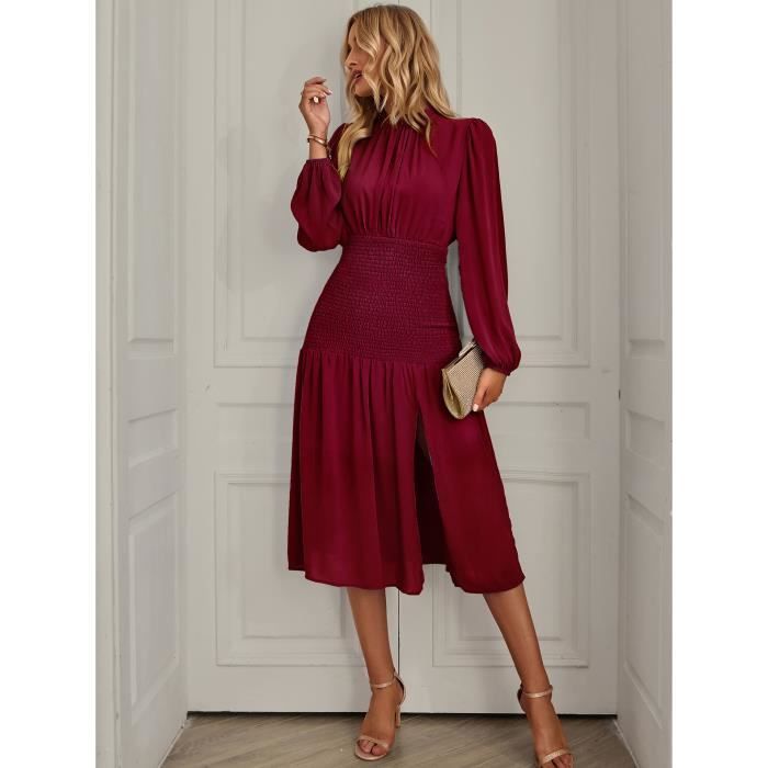 Robe femme chic DICK Vintage Moulante Rouge Wine Femme Adulte Rouge wine Cdiscount Pret a Porter