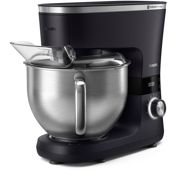 Philips 7000 Series Robot de Cuisine 5 5 Litres 1000 Watts 8 Vitesses Technologie ProKnead Recettes Minuterie Intelligente LED Crochet de pétrissage Fouet et Batteur HR796201 - vue 8