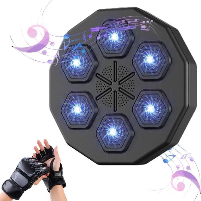 Machine De Boxe Musicale Avec Gants – LED, Bluetooth, 9 Vitesses, Cible Murale Ajustable