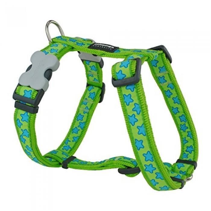 red dingo harnais réglable pour chien vert etoiles bleu 54 à 74 cm 25 mm