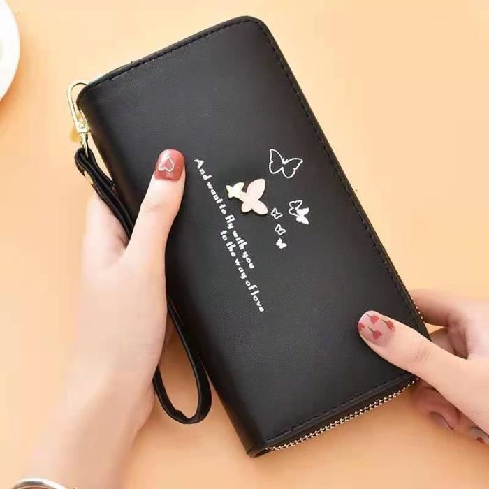 Portefeuille Femme Skyearman En Cuir PU - Grande Capacité 12 Cartes | Porte-Monnaie Zippé Avec Porte-Photo