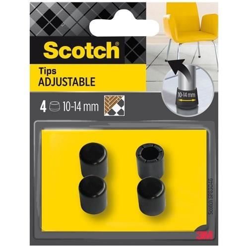 SCOTCH Embout de chaise Ajustable Enveloppant Multitaille Ø 10 à 14 mm Lot de 4
