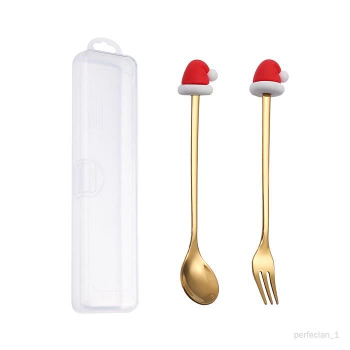Set De 6 Cuillères De Noël En Inox - Pendentifs Festifs (Père Noël, Sapin, Cloche…) - 13,5 Cm - Pour Café, Dessert, Décoration De Table - Idée Cadeau