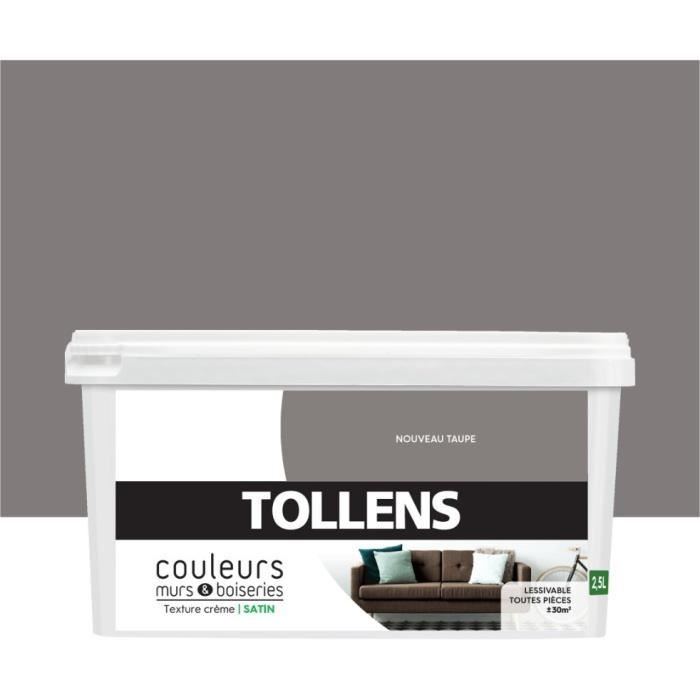 Peinture Couleurs Gris Taupe Satin TOLLENS Murs et Boiseries Toutes pièces Ultra