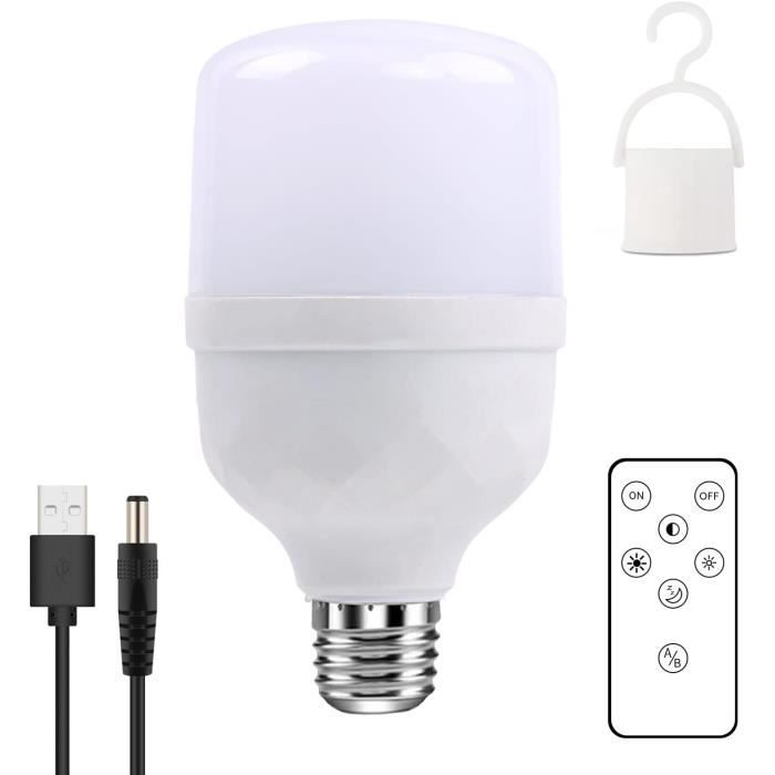 Ampoule Rechargeable USB-C, E27 9W Ampoule Telecommande Sans Fil avec  Timing et Fonction Tactile, 2600mAh Réglable[S116] - Cdiscount Maison