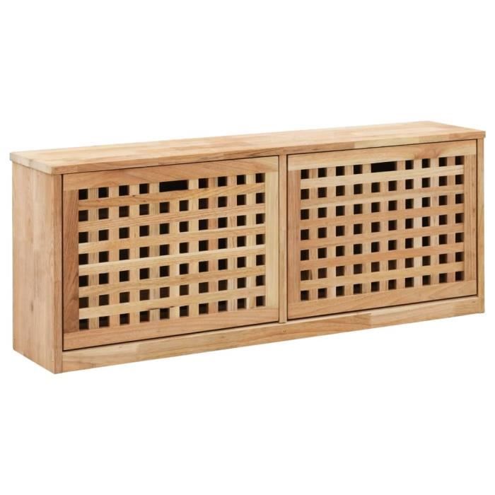 Banc de rangement - VIDAXL - 94x20x38cm - Bois massif de noyer - 6 paires de chaussures - Design contemporain