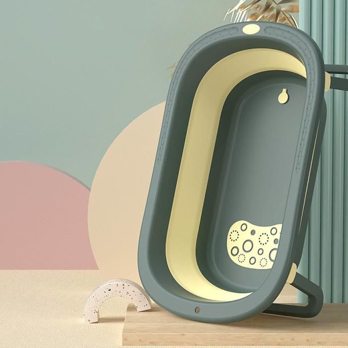 Baignoire Bébé Pliable Sur Pied INeibo - Évolutive 0-36 Mois, Avec Coussin Et Vidange - Gris - 12