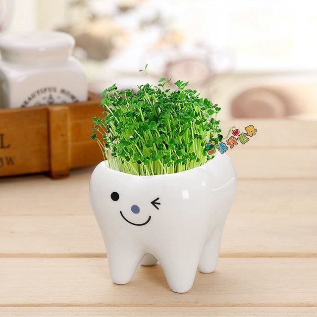 Cendrier En Céramique Mignon Visage Cartoon - Pot De Fleur Décoratif Maison