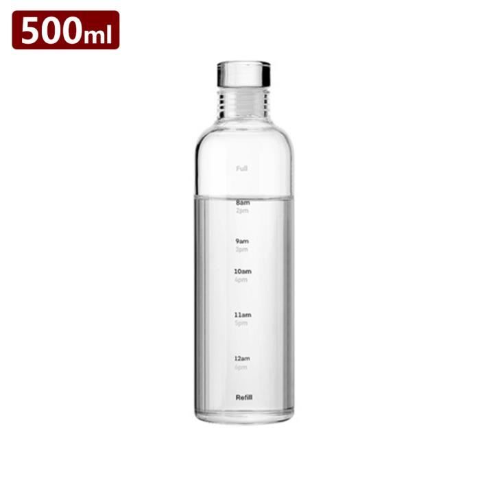 Acheter Bouteille d'eau en verre de grande capacité 500/750ml, avec  couvercle avec marqueur de temps, pour boisson, tasse transparente pour jus  de lait, tasse Simple, cadeau