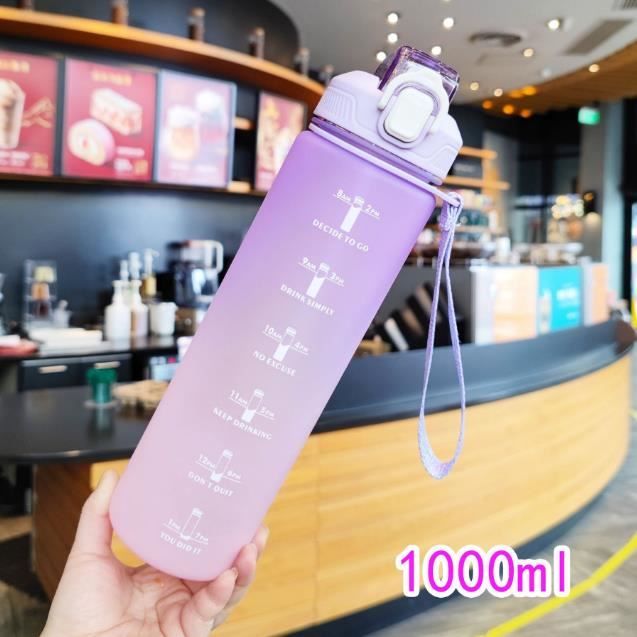 Bouteille D'eau Tritan, Gourde Sport 1L Avec Marqueur De