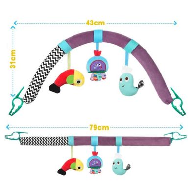 Arche De Voyage Pour Poussette Universelle – Avec Hochet, Anneau De Dentition – Jouet Bébé 0-3 Ans – Coloré - 9