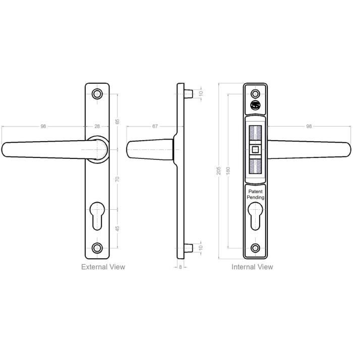 Ferco - Paire de poignées de porte en uPVC - 70 mm Ressorts de rappel de  180 mm. : : Bricolage