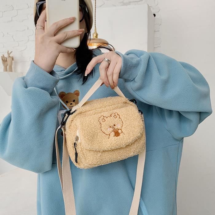 Noir Mini sac bandouli re en toile pour femme Sac main en