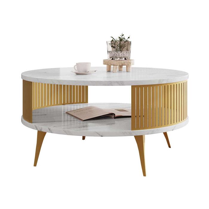 GOLDFAN Table Basse En Marbre Avec Pieds En X, Table De Salon Basse Moderne Plateau En Pierre Frittée Ceramique Blanc, 100 X 50 X 45 Cm