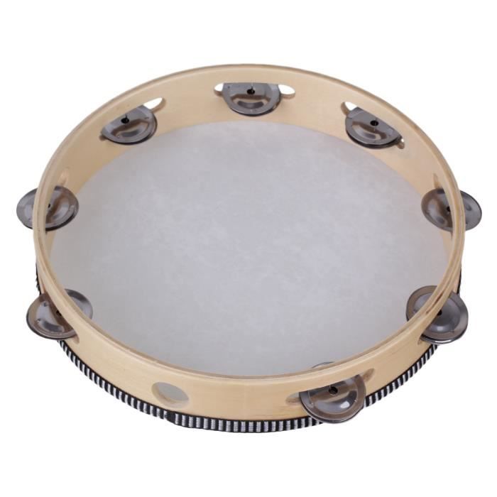 Tambourin à main en métal de 4 pouces, avec jingle à une rangée en peau de  mouton, tambour en bois, divertissement, timbre Musical - AliExpress
