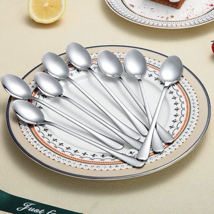 Lot De 2 Cuillères Longues à Café En Acier Inoxydable 304 - 22.3 Cm - Pour Latte, Cocktail, Café Glacé - Lavable Lave-vaisselle