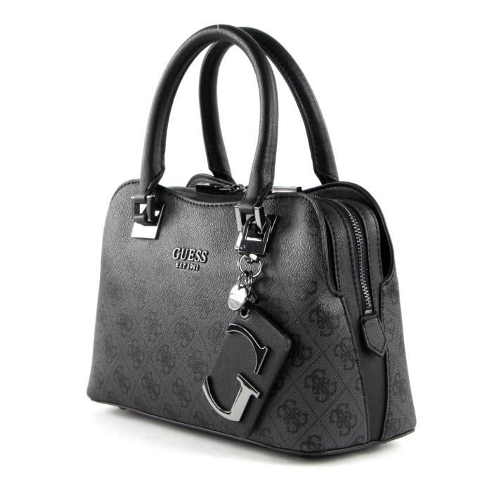 GUESS Mika Small Girlfriend Satchel Coal 115655 Gris Noir Cdiscount Bagagerie Maroquinerie