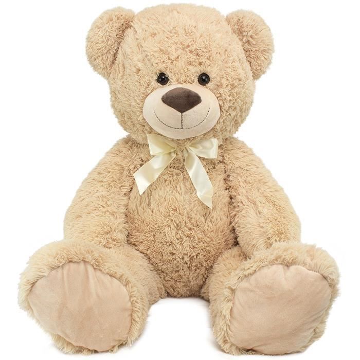 BRUBAKER Peluche géante XXL - Ours / Nounours - 1,5 m - Beige - Cœur en